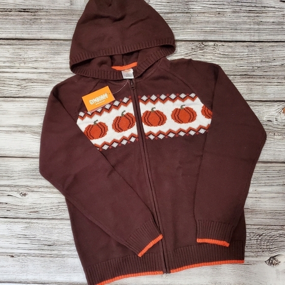 Gymboree Pumpkin Sweater Fall Harvest Hooded Zip Up Pumpkin Sweater NWT - Picture 3 of 9